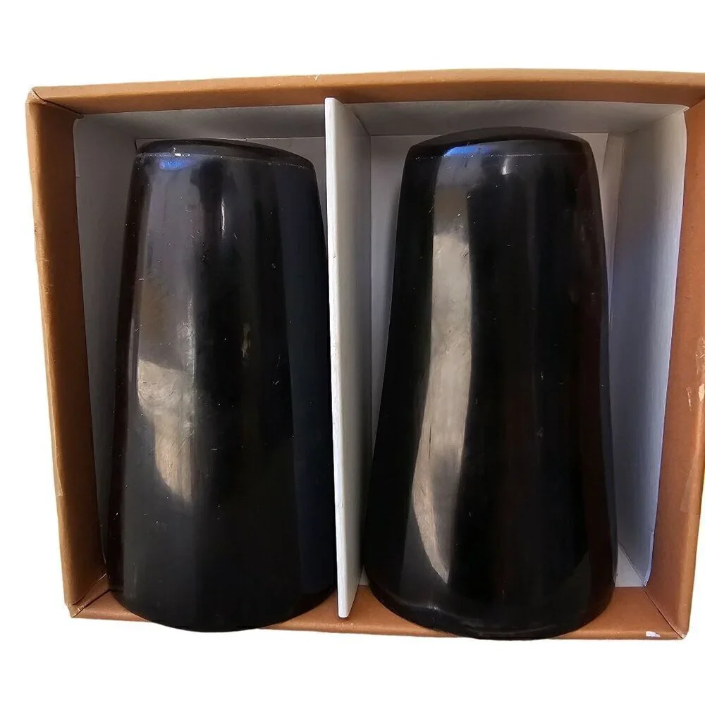 West Elm Buffalo Horn Salt & Pepper Shakers Handmade Natural Horn NIB